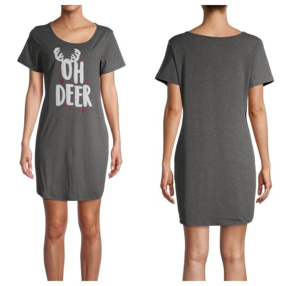 Secret Treasures Women's "Oh Deer" Sleep Shirt Holiday Ladies Size Small/Medium - Picture 1 of 5